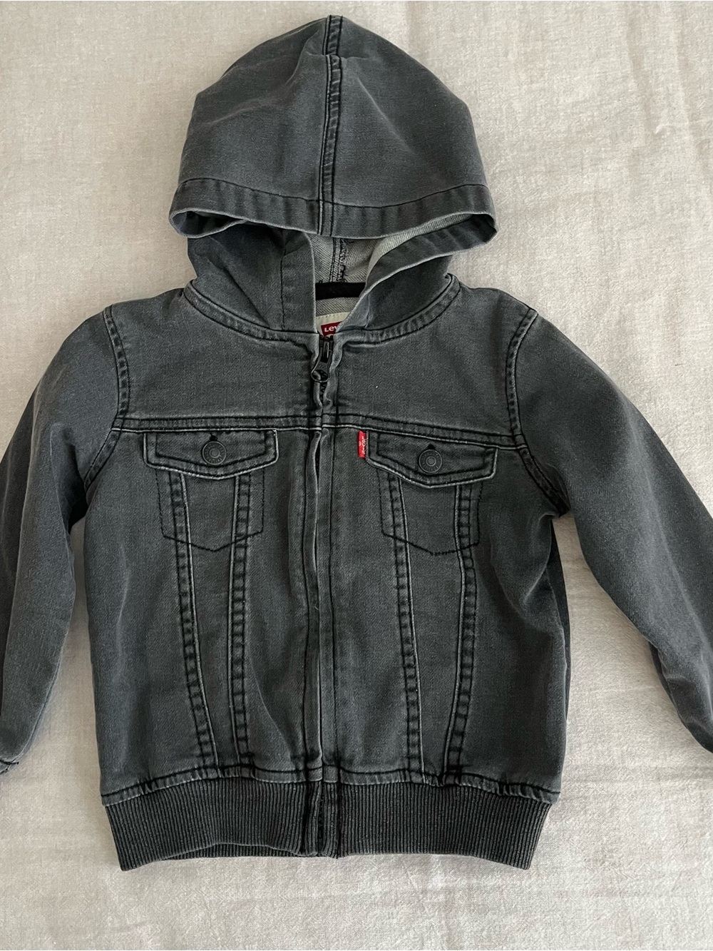 Levi's Kids Charcoal Black Hooded Denim Jacket